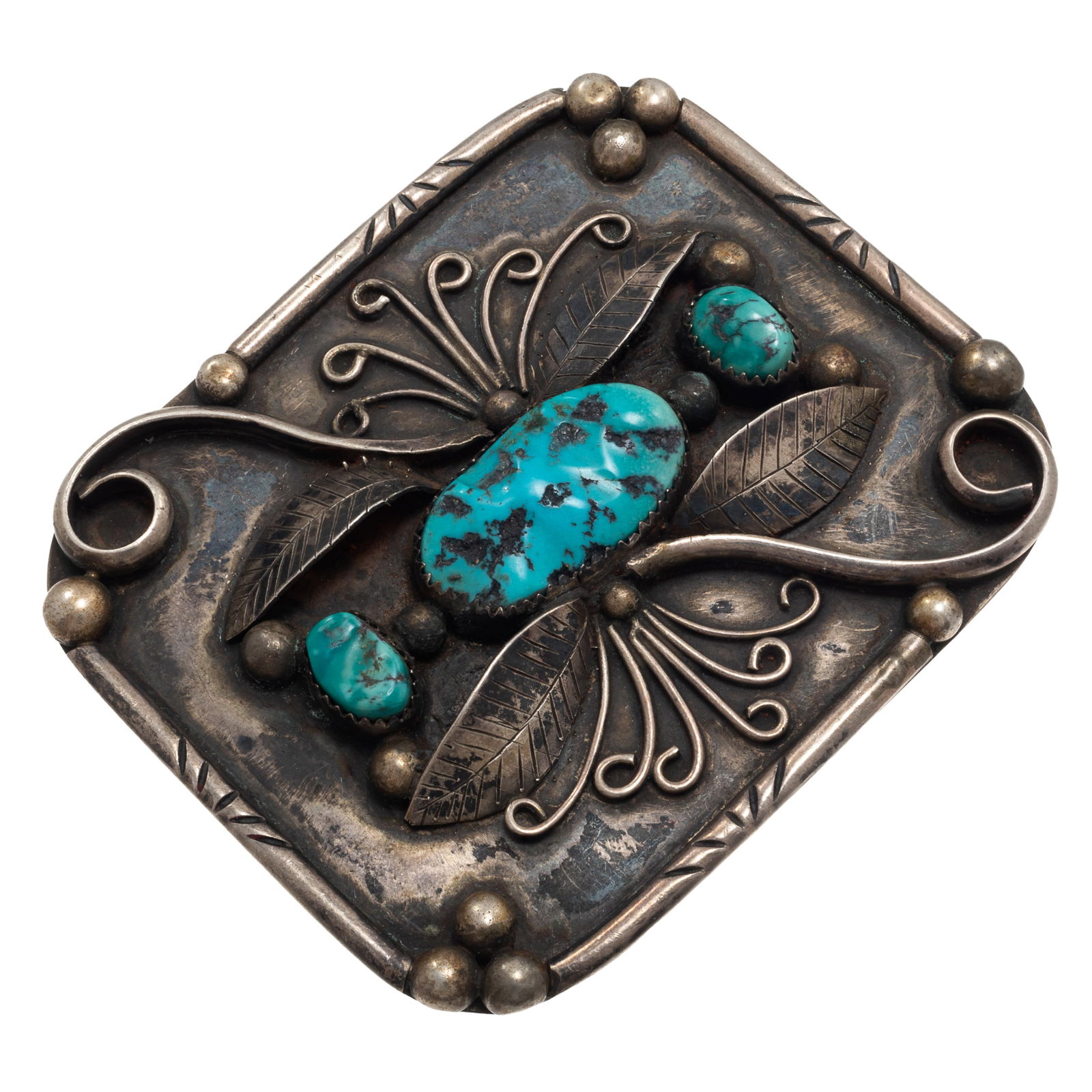 Navajo Turquoise, Sterling Silver Belt Buckle (1 of 4)
