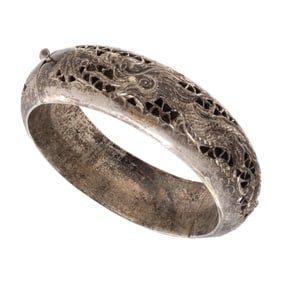 Chinese Silver Dragon and Phoenix Bracelet