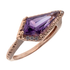Amethyst, Diamond, 14k Rose Gold Ring