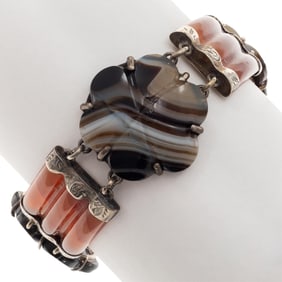 Victorian Scottish Agate, Sterling Silver Bracelet