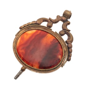 Georgian Agate, Gilt Metal Pocket Watch Key