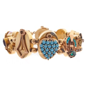 Victorian Gem-Set, 14k Slide Bracelet