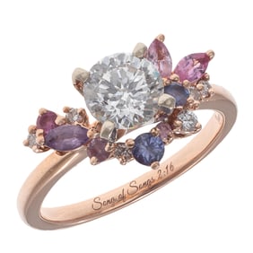 Diamond, Lab Diamond, Sapphire, 14k Yellow Gold Ring