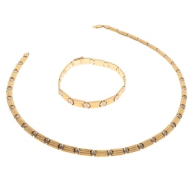 14k Yellow and White Gold Jewelry Suite