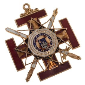 Enamel, 14k Masonic Scottish Rite 33 Degree Presentation Medal