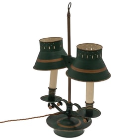 Louis XVI Style Tole Painted Bouillotte Lamp