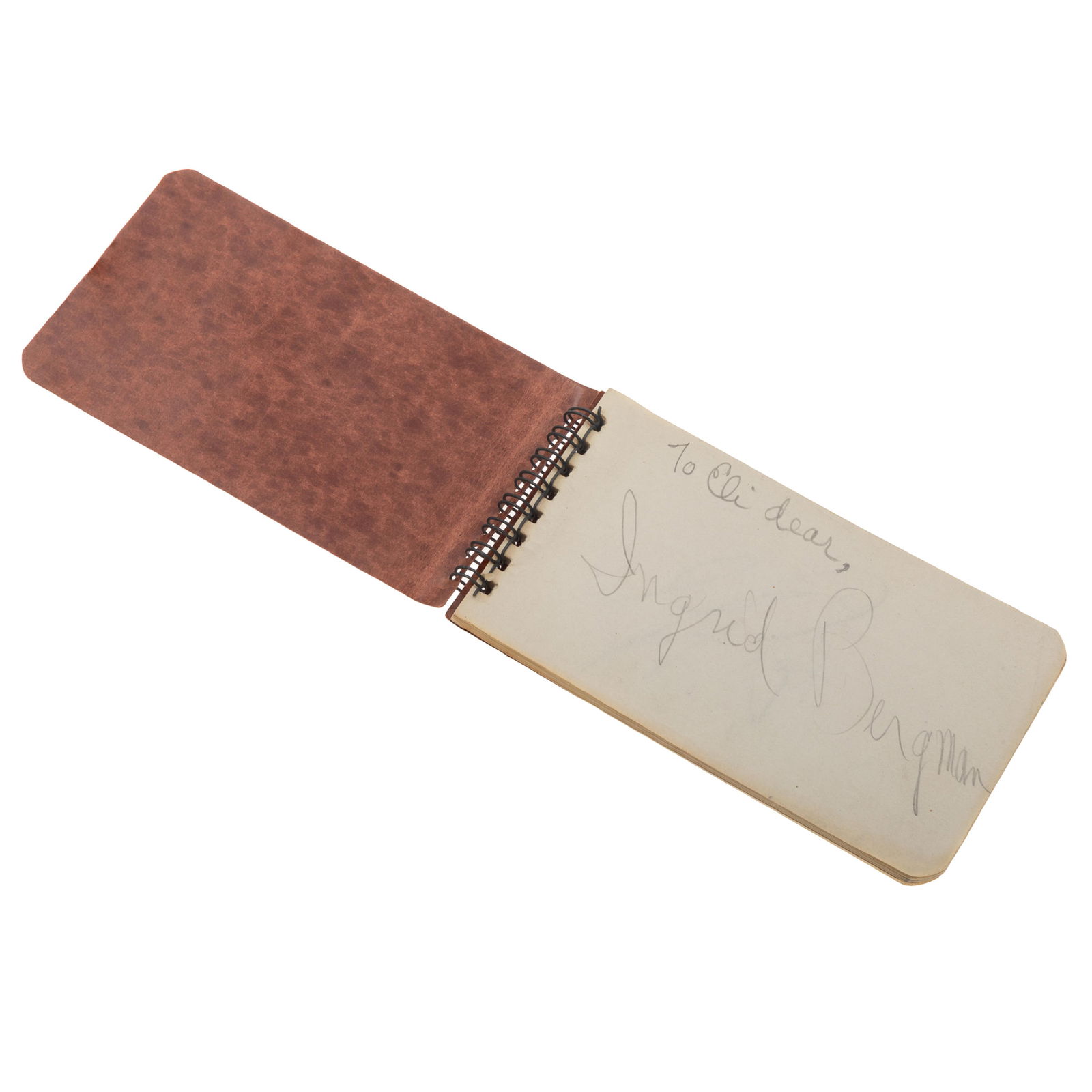 Vintage Autograph Collection: Vintage Autograph CollectionCirca 1950. The collection in a spiral bound notebook, including;Ingrid Bergman, George Raft, Marilyn Maxwell, and others.4 1/2in, x 2 1/2 in. (12cm.x 6cm)