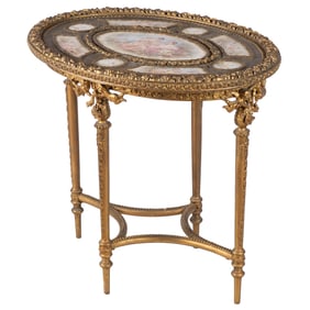Louis XVI Style Gilt and Porcelain Center Table