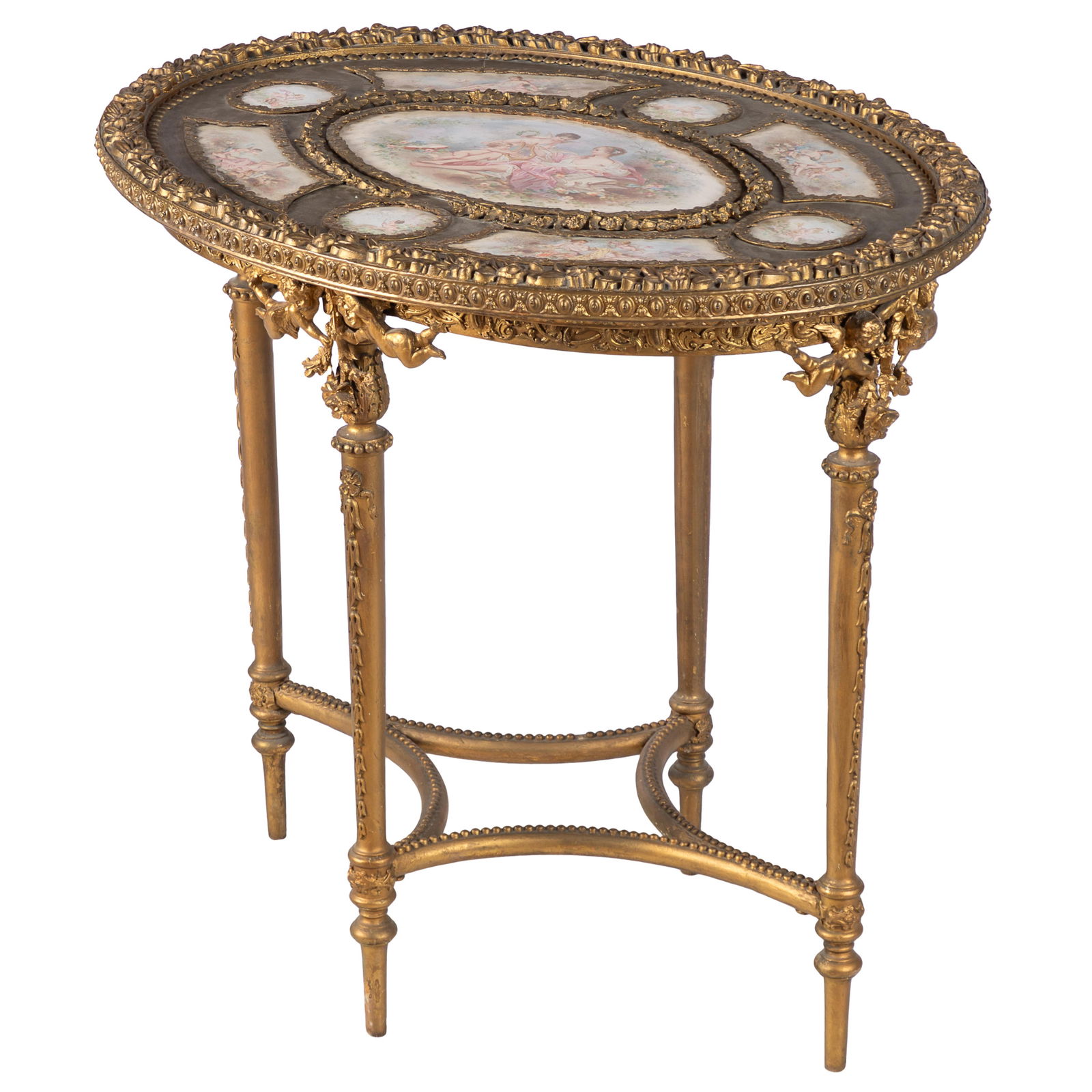 Louis XVI Style Gilt and Porcelain Center Table (1 of 6)