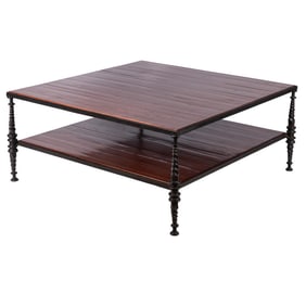 Large Walnut and Wrought Iron Coffee Table attributed to Paul Ferranti