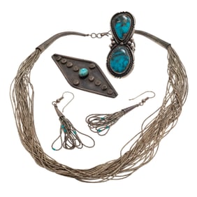 Collection of Southwest Turquoise, Sterling Silver Jewelry