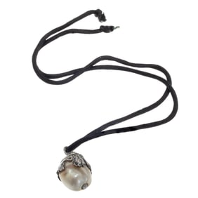 Freshwater Cultured Pearl, Diamond, Sterling Silver Pendant