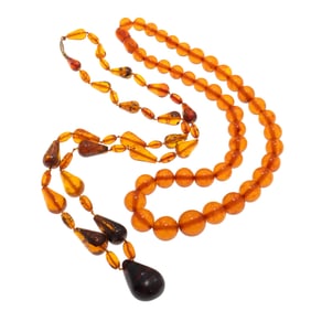 Collection of Two Amber Bead Necklaces