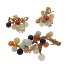 Multi-Color Jade, 14k Jewelry Suite