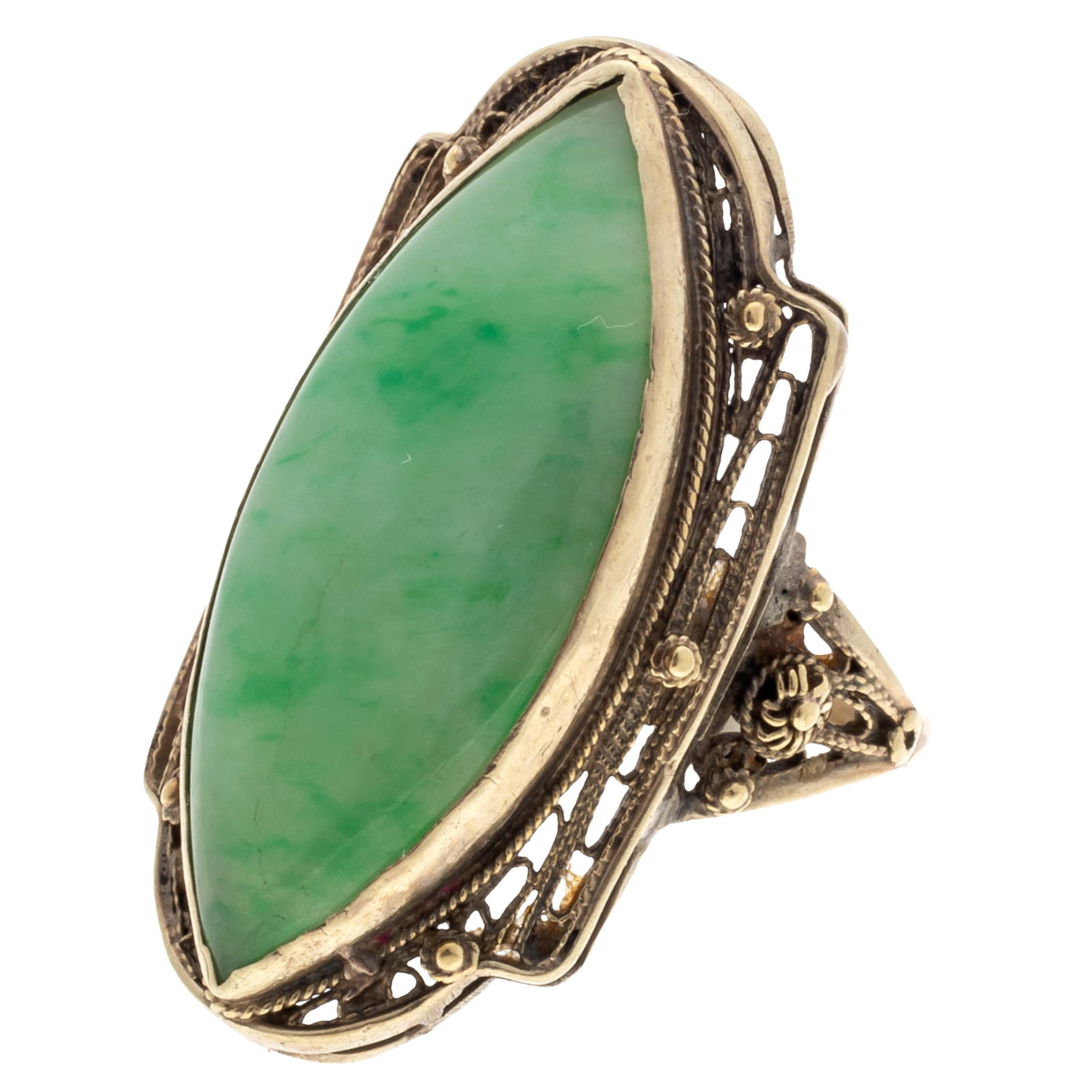 Art Deco Jade, 14k Yellow Gold Ring (1 of 4)