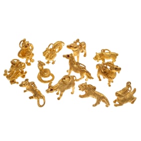 Collection of Twelve 24k Chinese Zodiac Charms