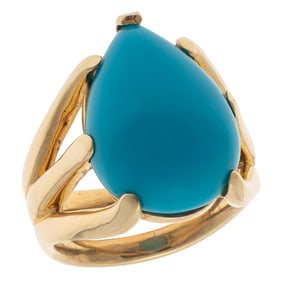 Turquoise, 14k Yellow Gold Ring