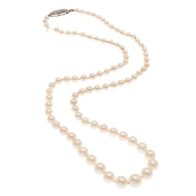 Cultured Pearl, Diamond, 18k Necklace