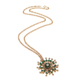 Emerald, Diamond, 14k Pin Pendant