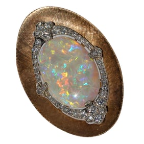 Opal, Diamond, 14k Slide Brooch