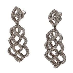 Pair of Diamond, 18k White Gold Earrings