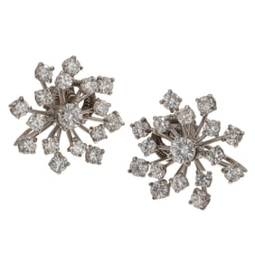 Pair of Diamond, Platinum Ear Clips