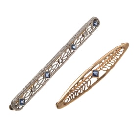 Collection of Two Gold Edwardian Bar Pins