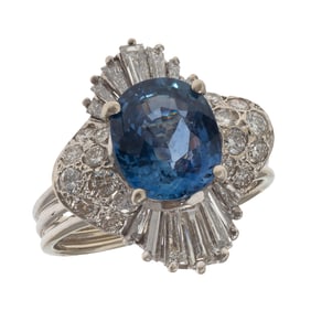 Sapphire, Diamond, 14k Ballerina Ring