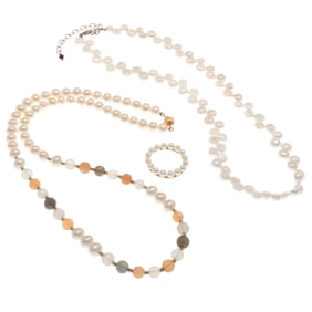Collection of Cultured Pearl, Feldspar, 14k, Silver Jewelry