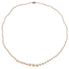 Graduated Cultured Pearl, 14k White Gold Necklace
