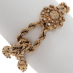 Ladies Geneva Diamond, 14k Hidden Watch Bracelet