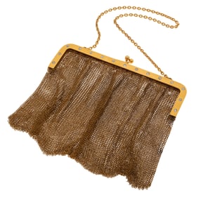 Diamond, 14k Yellow Gold Mesh Purse