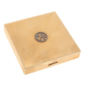 Art Deco Diamond, 14k Yellow Gold Snuff Box