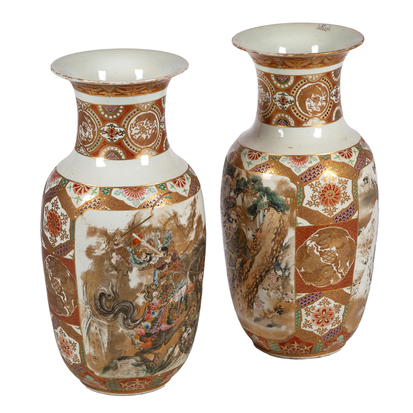 Pair of Kutani Ware Porcelain Vases (1 of 6)