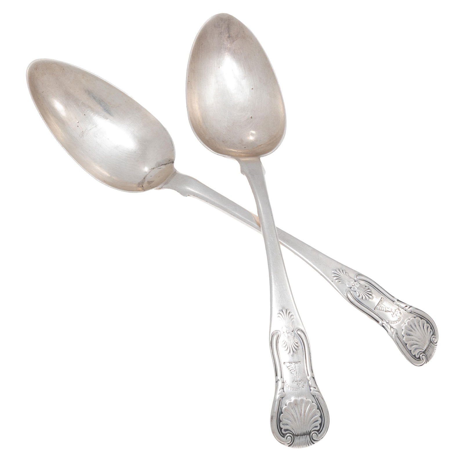 Pair of Scottish Sterling Basting Spoons. Clan MacThomas (1 of 3)