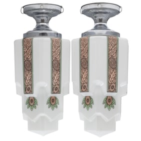 Pair Art Deco Sky Scraper Pendant Lights