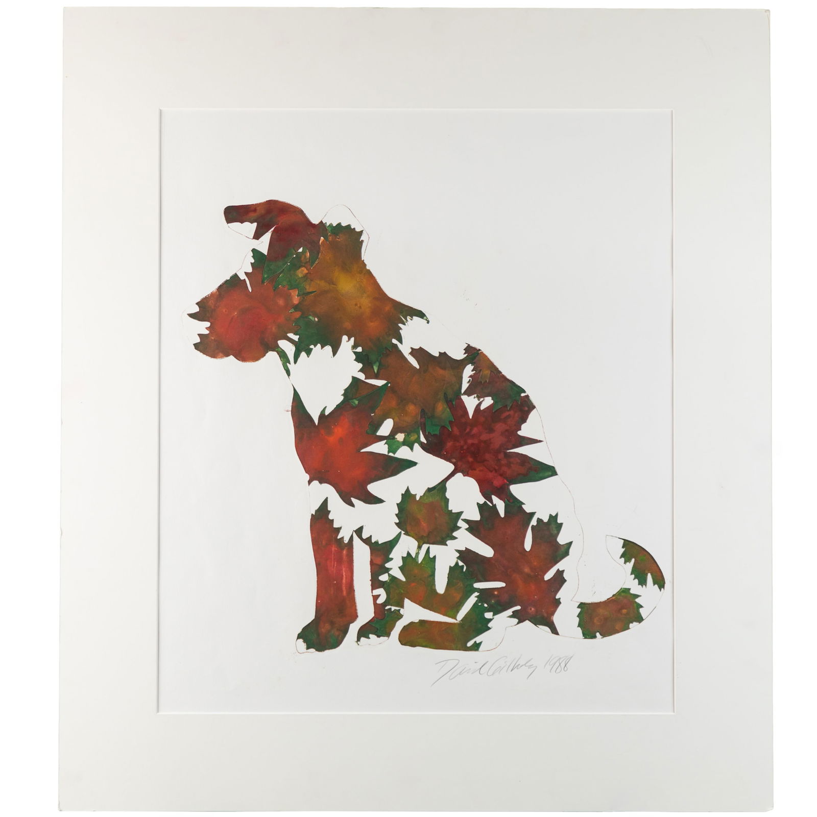 David Gilhooly (American, 1943-2013): David Gilhooly (American, 1943-2013)Autumn Dog (Red)Signed, titled l/r and versoPublished by Magnolia Editions (Magnolia Press), Oakland, CA21 1/2in x 25 1/2in (55cm. x 65cm)Matted 30in. x 34in (76cm.