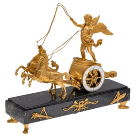 Empire Gilt Bronze Mantel Clock, Blanc Fils, au Palais Royal