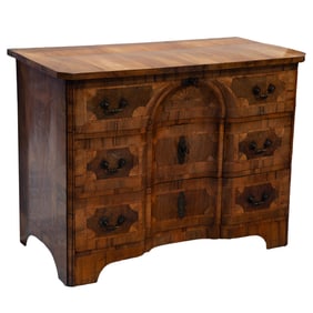 German Baroque Inlaid Fruitwood Commode