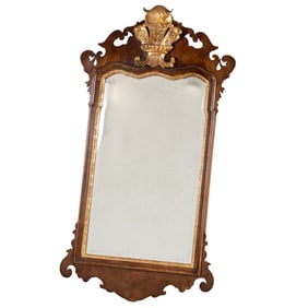 A George III Style Parcel Gilt Walnut Mirror
