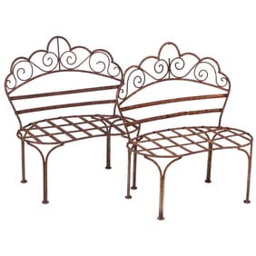 Pair Victorian Children's Garden Settees