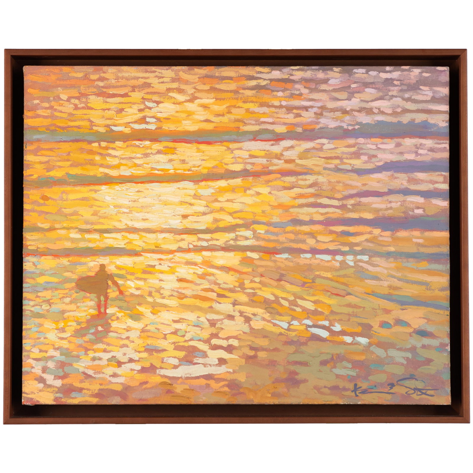 Kevin A. Short (American, b. 1960): Kevin A. Short (American, b. 1960) Pointillist surfing scene. o/b Signed l/r 20in. x 16in (51cm. x 41cm) Framed: 22in. x 18in (57cm. x 45cm) Kevin Short is considered an integral observer and portraye