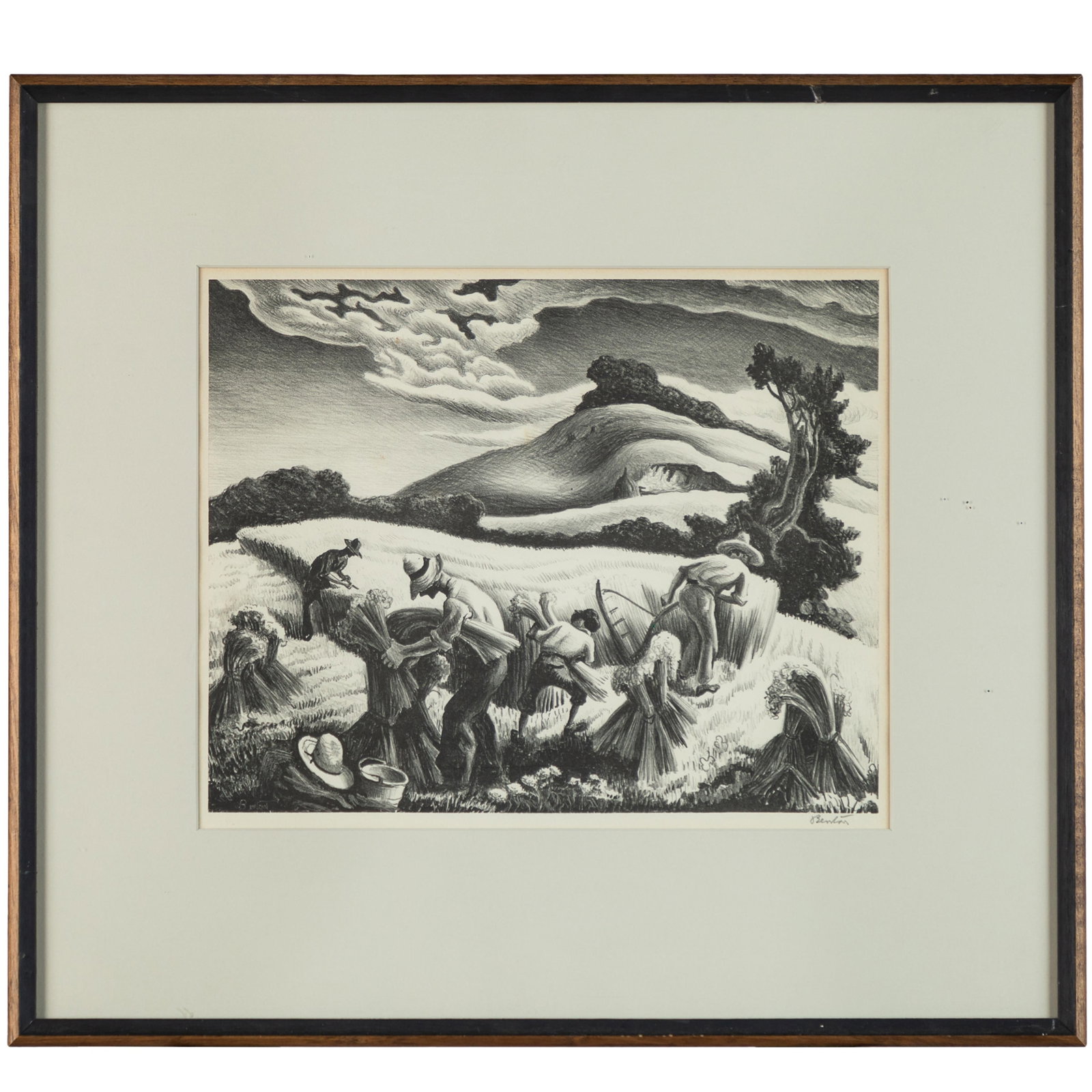 Thomas Hart Benton (American, 1889-1975): Thomas Hart Benton (American, 1889-1975) Cradling Wheat (Fath 27), 1939 Lithograph on Rives paper, signed in pencil, from the edition of 250, published by Associated American Artists, New York, with f