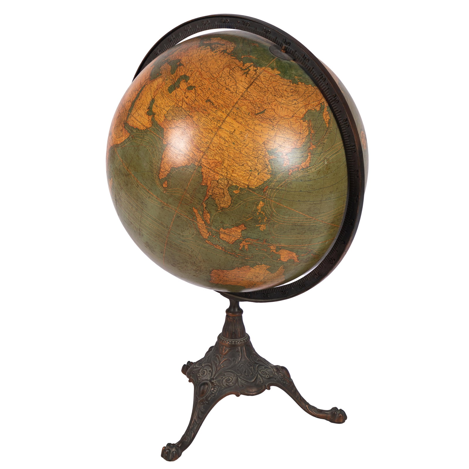 Victorian Terrestrial Globe: Victorian Terrestrial Globe W. & A.K. Johnson, Geographers, Engravers, Edinburgh The globe on floor stand. 39in (99cm) h.