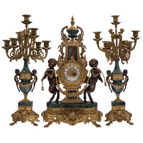 Louis XV Style Clock Garniture