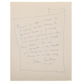 Jean Cocteau (French 1889-1963), Letter Dated 1955