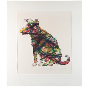 David Gilhooly (American 1943-2013), J.P.s (Jackson Pollacks) Dog, 6- color Litho Monoprint
