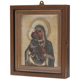 19th Century Russian Icon Our Lady of Vladimir