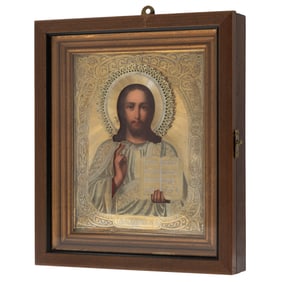 19th Century Christ Pantocrator Russian Icon