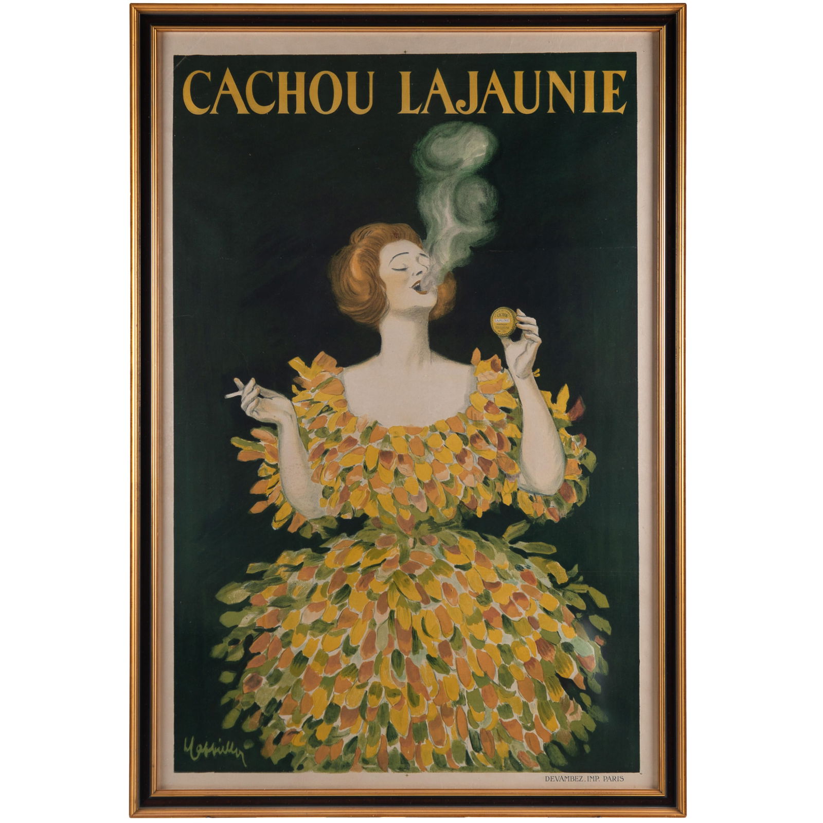 Leonetto Cappiello (Italian/French, 1875-1942): Leonetto Cappiello (Italian/French, 1875-1942)Cachou Lajaunie, 1920Color lithograph posterPrinter: Devambez, ParisFramed: 61in.(154cm) h. 42in (107cm) wThis poster for Cachou Lajaunie was designed by